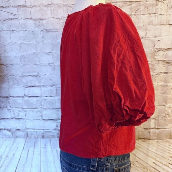 DKNY linen blend puff sleeve top - Picture 3 of 6